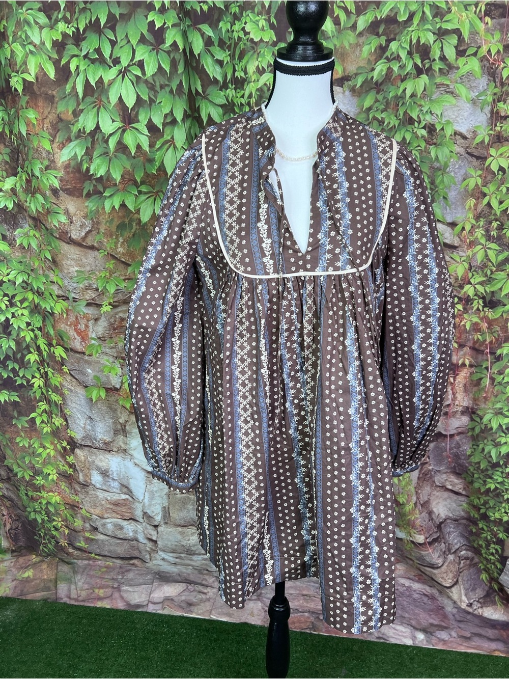 NWT MABEL Brown Patterned Prairie Dress, M - Picture 2 of 13